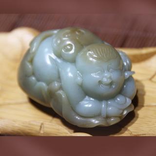 【美润珠宝和田玉招财童子摆件】